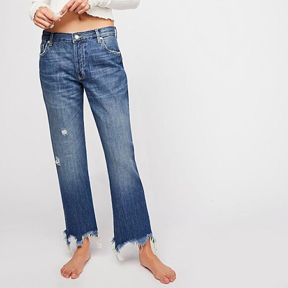 Free People Womens Jeans Distressed Straight Leg Size 25 - Picture 1 of 9